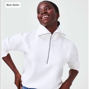 Spanx AirEssentials Half Zip in Powder Size Medium